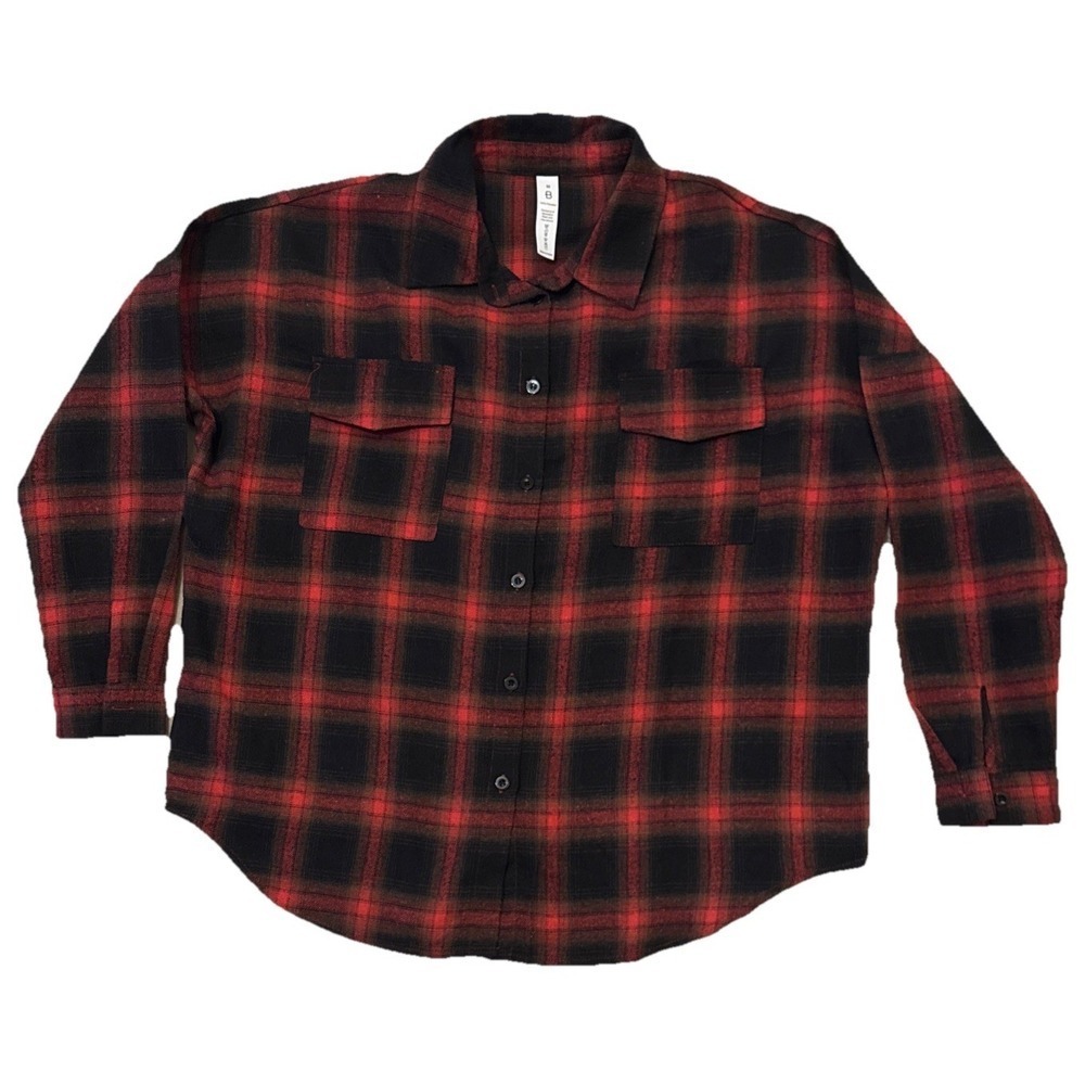 BLOOMING JELLY Button Down Red Plaid Flannel Shirt Womens Medium Long‎ Sleeve